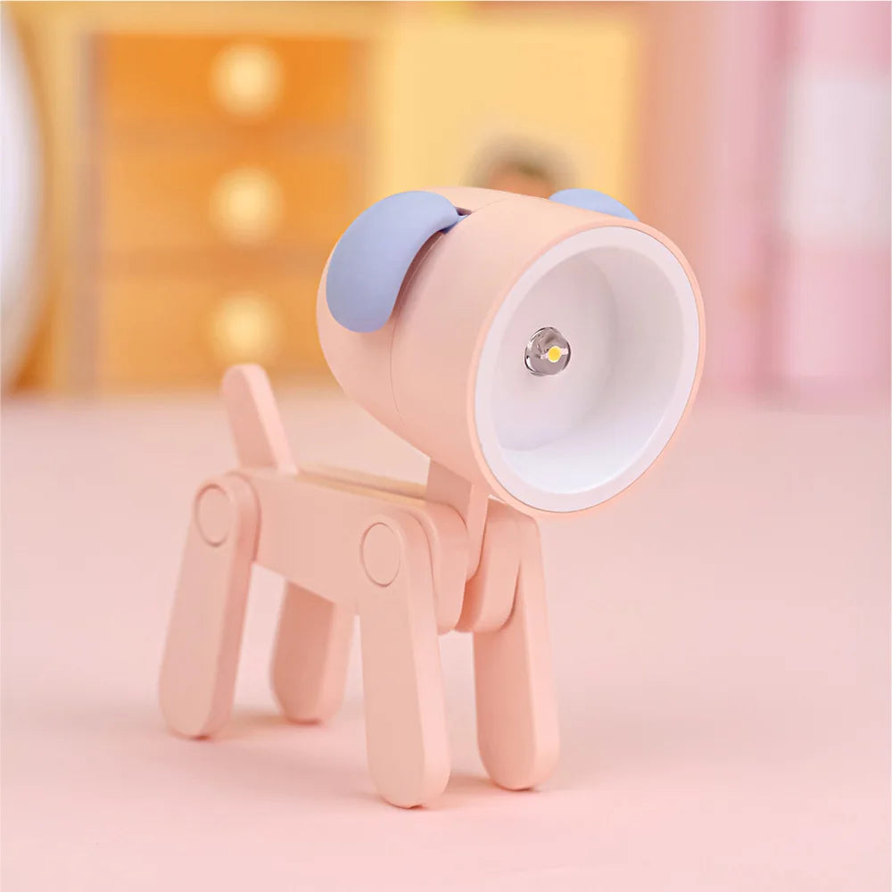 LED Night Light Mini Folding Desk Lamp Cute Pet Lights Dog Deer Portable Night Light Student Living Room Decor Gift