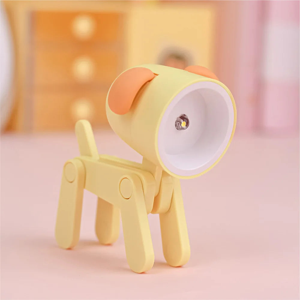 LED Night Light Mini Folding Desk Lamp Cute Pet Lights Dog Deer Portable Night Light Student Living Room Decor Gift