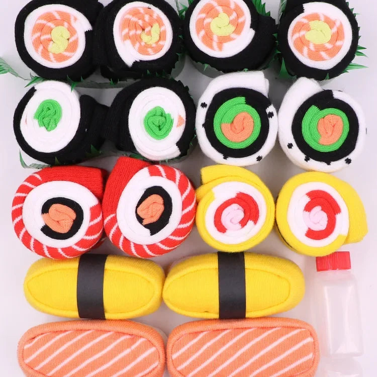 Trendy Sushi Mid-Calf Socks Fine Cotton Christmas Gift Box High Top Casual Couple Socks Christmas Holiday Spirit Decorated Socks