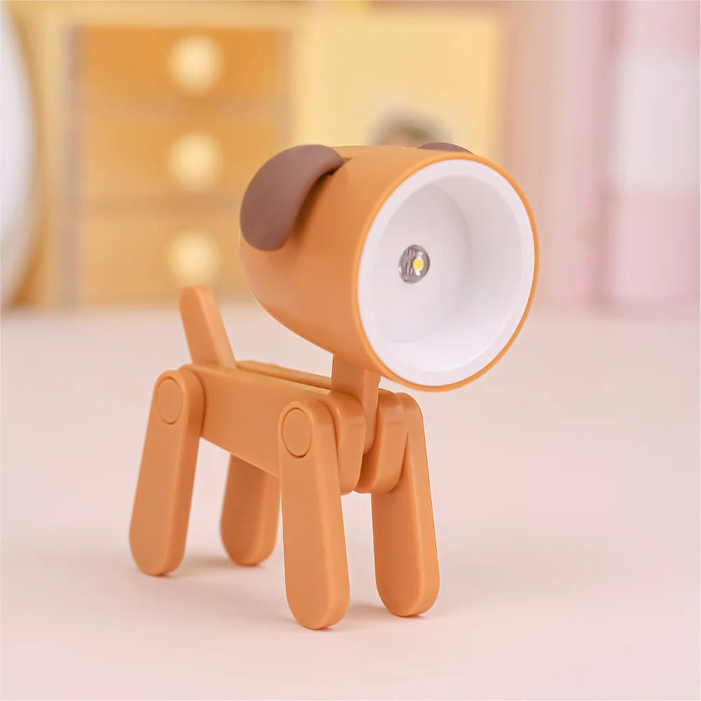 LED Night Light Mini Folding Desk Lamp Cute Pet Lights Dog Deer Portable Night Light Student Living Room Decor Gift