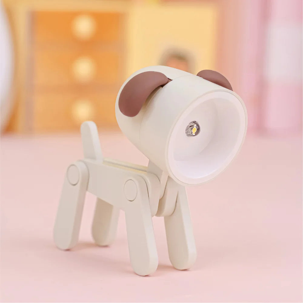 LED Night Light Mini Folding Desk Lamp Cute Pet Lights Dog Deer Portable Night Light Student Living Room Decor Gift